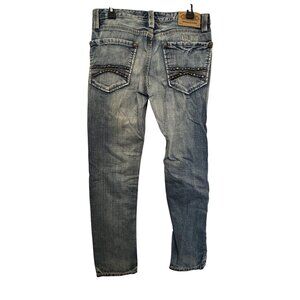 Express Jeans Men’s W32 L32 Slim Fit Denim Distressed Blue Patterned Pockets